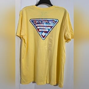 Columbia PFG Mens Short Sleeve Cotton Yellow Outdoor Vented Fishing Shirt Large